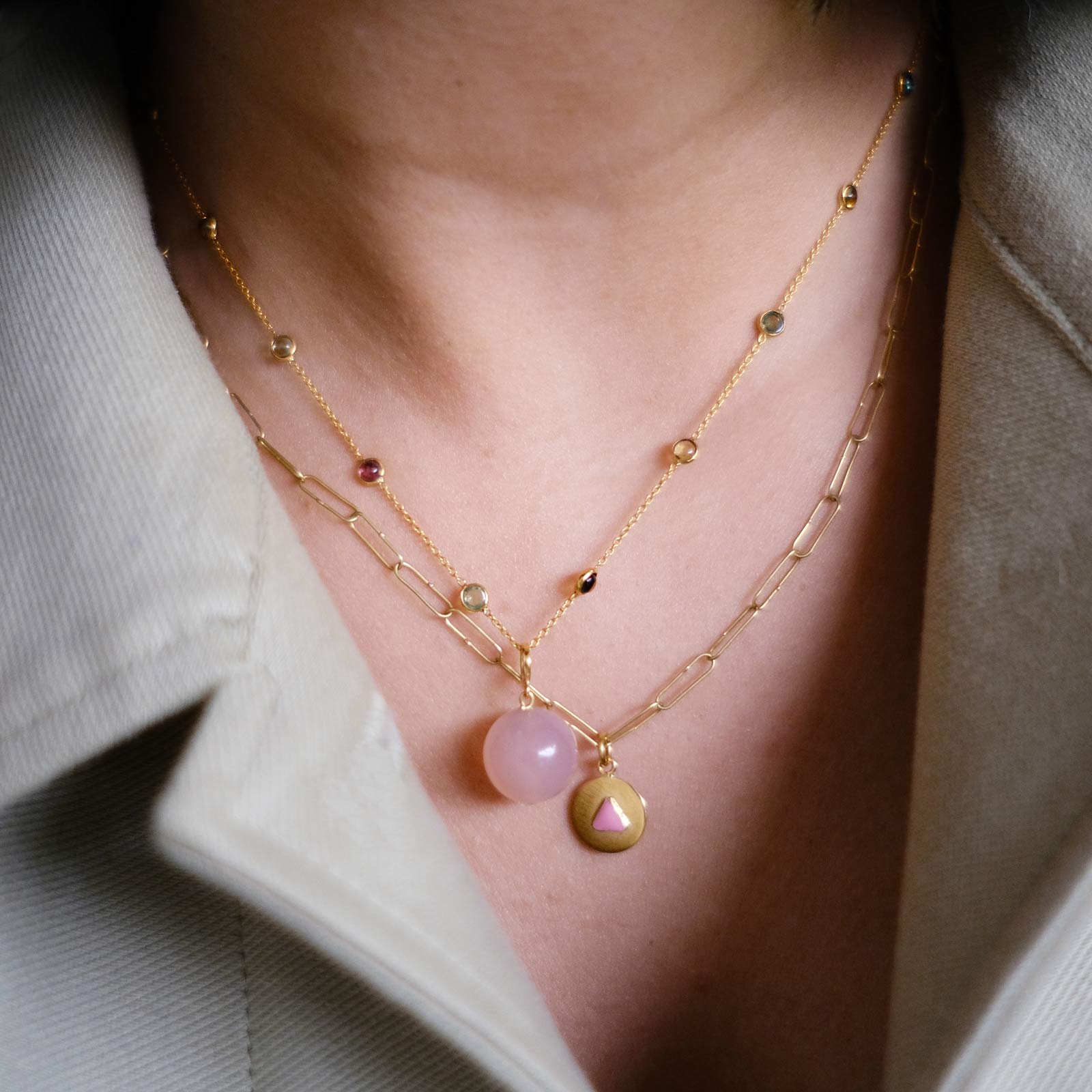Rose Quartz Pendant | 18KT Gold - Melt Jewellery