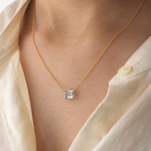 Aquamarine Baguette Necklace