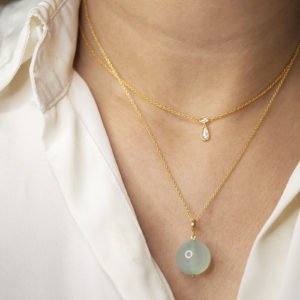 Green Chalcedony Pendant | 18KT Gold