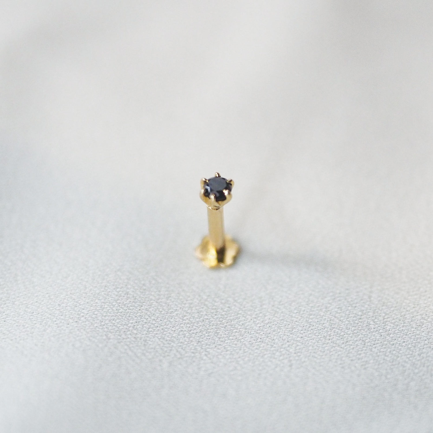 Tiny Black Diamond Nose Pin 18KT Gold Melt Jewellery