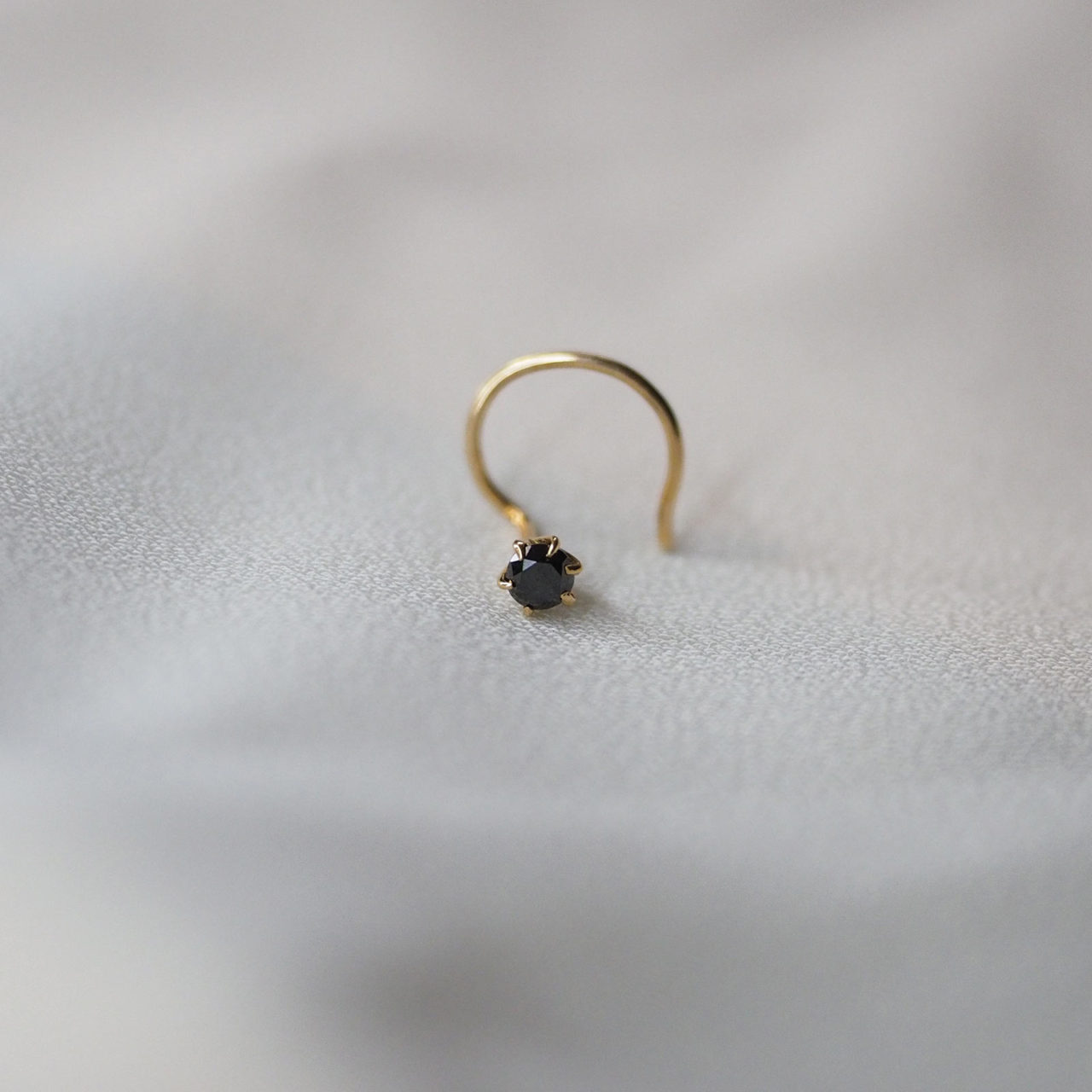 Tiny Black Diamond Nose Pin | 18KT Gold - Melt Jewellery
