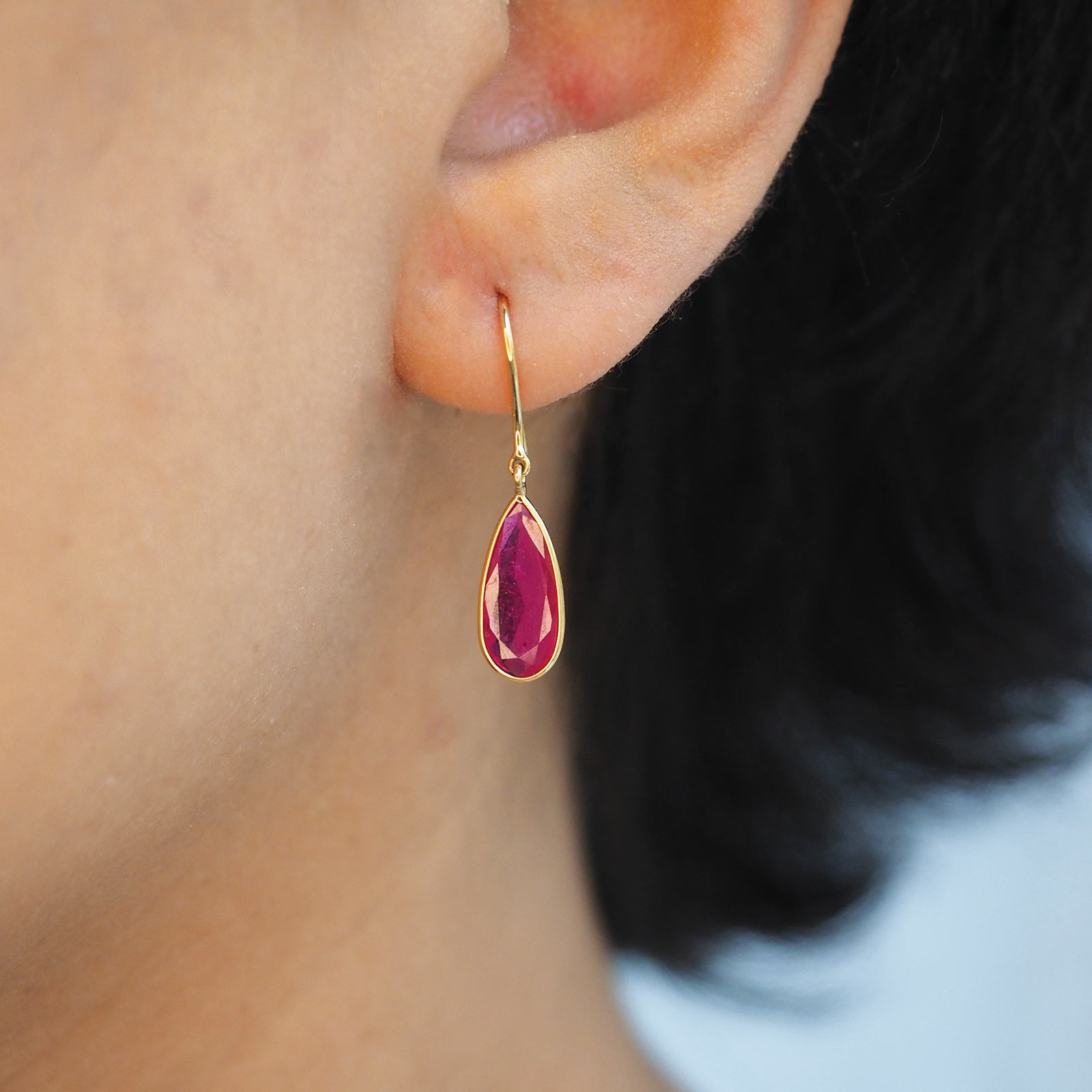 6X4MM Petite Ruby Teardrop Solid 14 Karat Gold Dangle Earrings  Ruby  earrings studs Teardrop dangle earrings Neck pieces jewelry