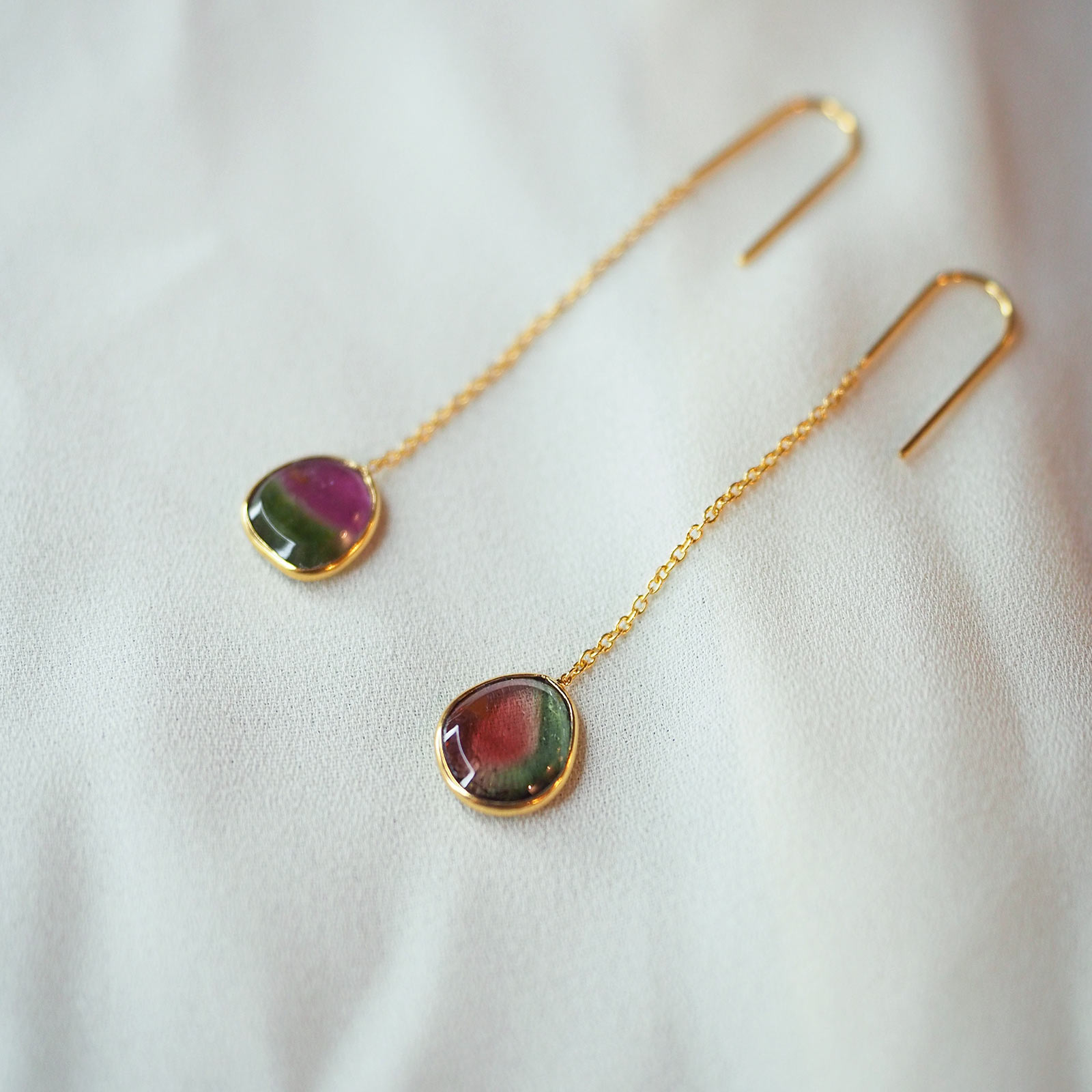 Watermelon tourmaline hotsell earrings gold