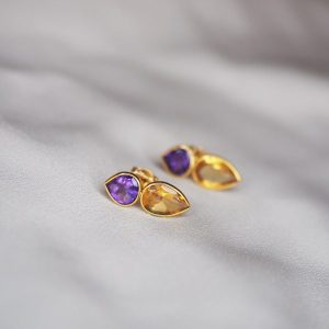 Citrine & Amethyst Studs