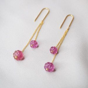 Carved Tourmaline Earrings