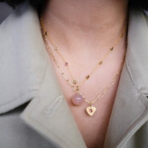 Rose Quartz Pendant | 18KT Gold