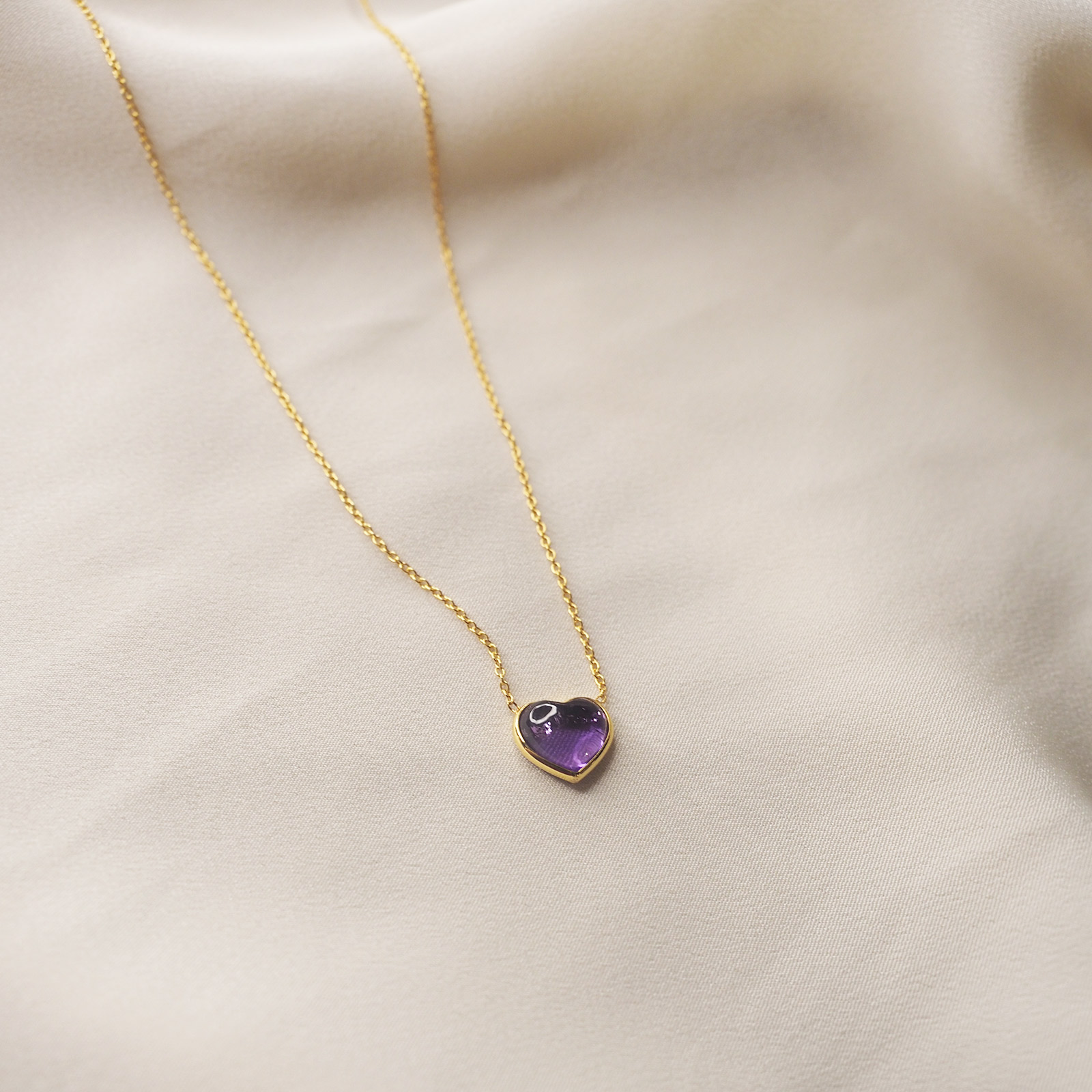 Amethyst Heart Necklace | 18KT Gold