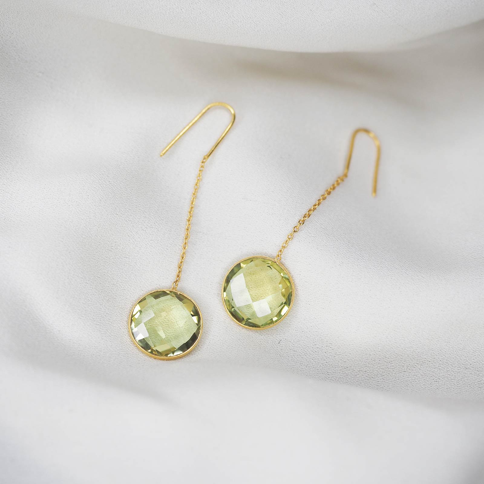 Lemon Quartz Drop Earrings 18K Gold