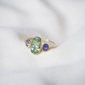 Tanzanite & Tourmaline Ring | 18K Gold