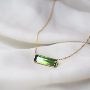 Green Tourmaline Baguette Necklace