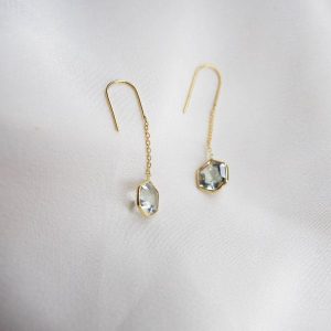 Green Amethyst Hex Earrings