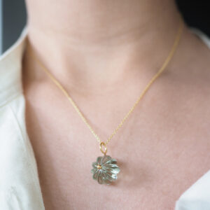 Carved Green Amethyst Pendant